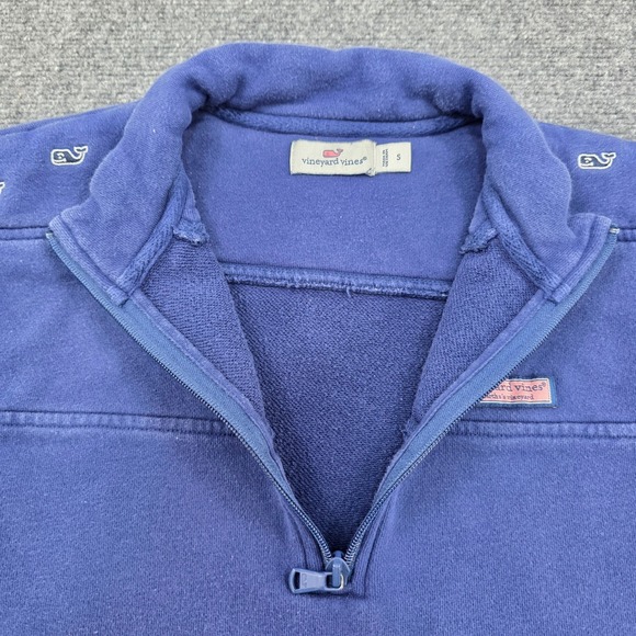 Vineyard Vines Quarter Zip Pullover Sweatshirt Blue Whale Print Men's Size‎ S - Picture 3 of 7